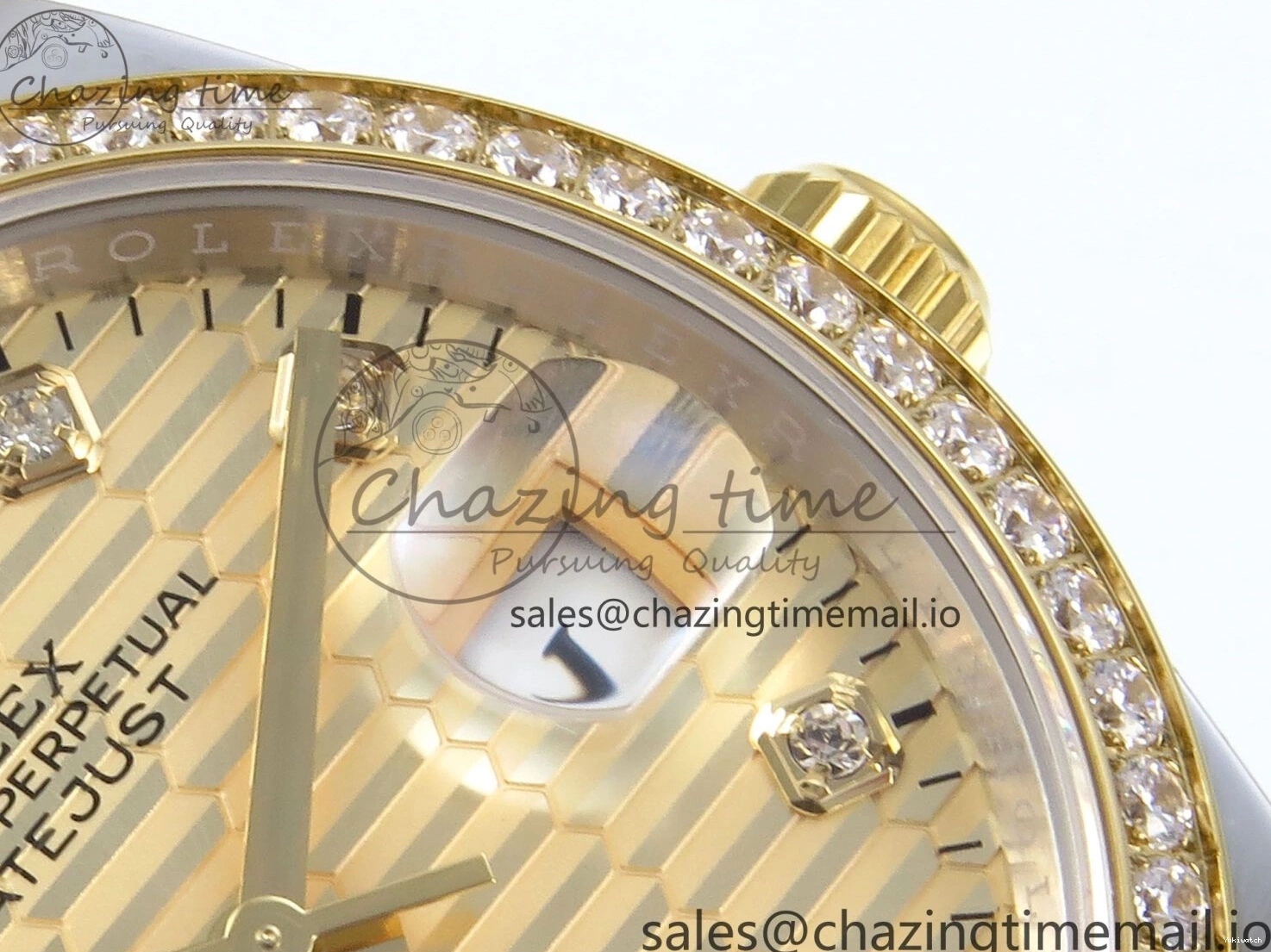 YG Textured Diamonds 126283RBR Dial YG Oyster EWEF SS Best Edition DateJust A3235 Bracelet on 36 0420